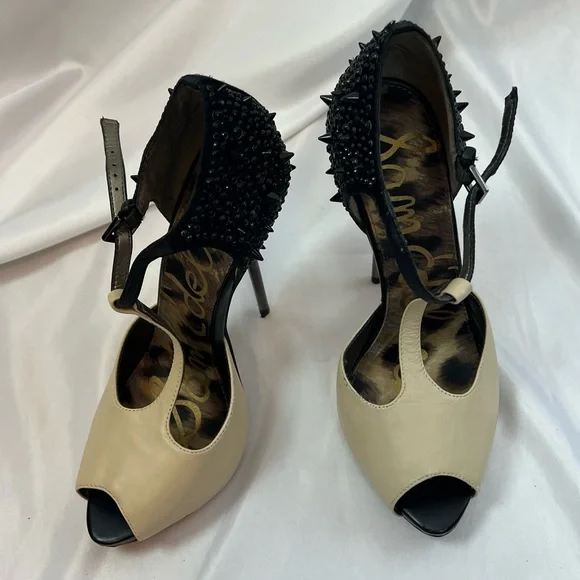 Sam Edelman Scarlett Nude and Black Spikey Heels, size 6 - Picture 1 of 8